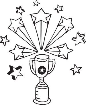 Graphic illustration of a trophy cup.