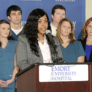 Amber Vinson holding a press conference