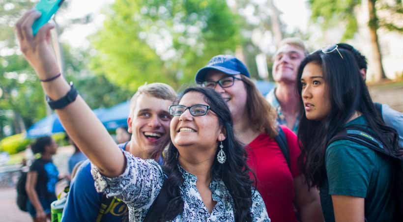 students taking a selfie