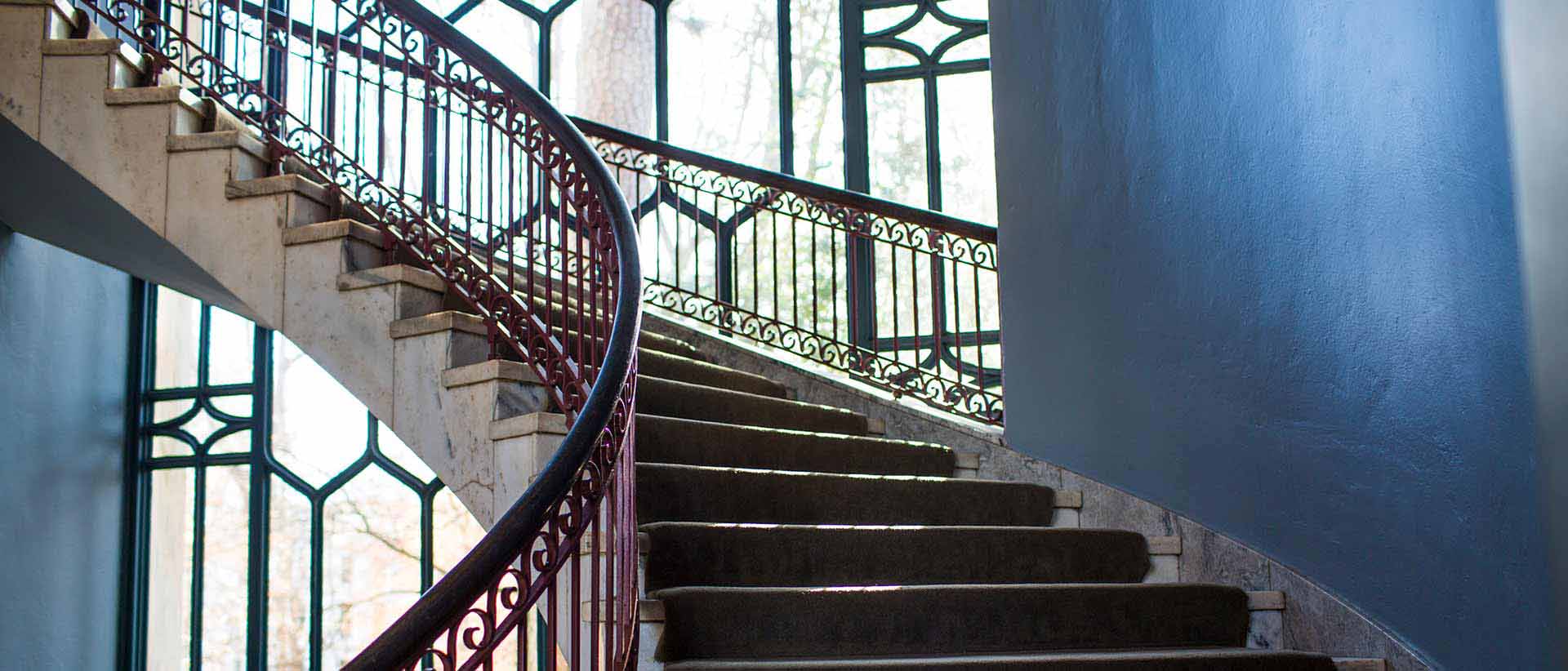 iron stairway on campus