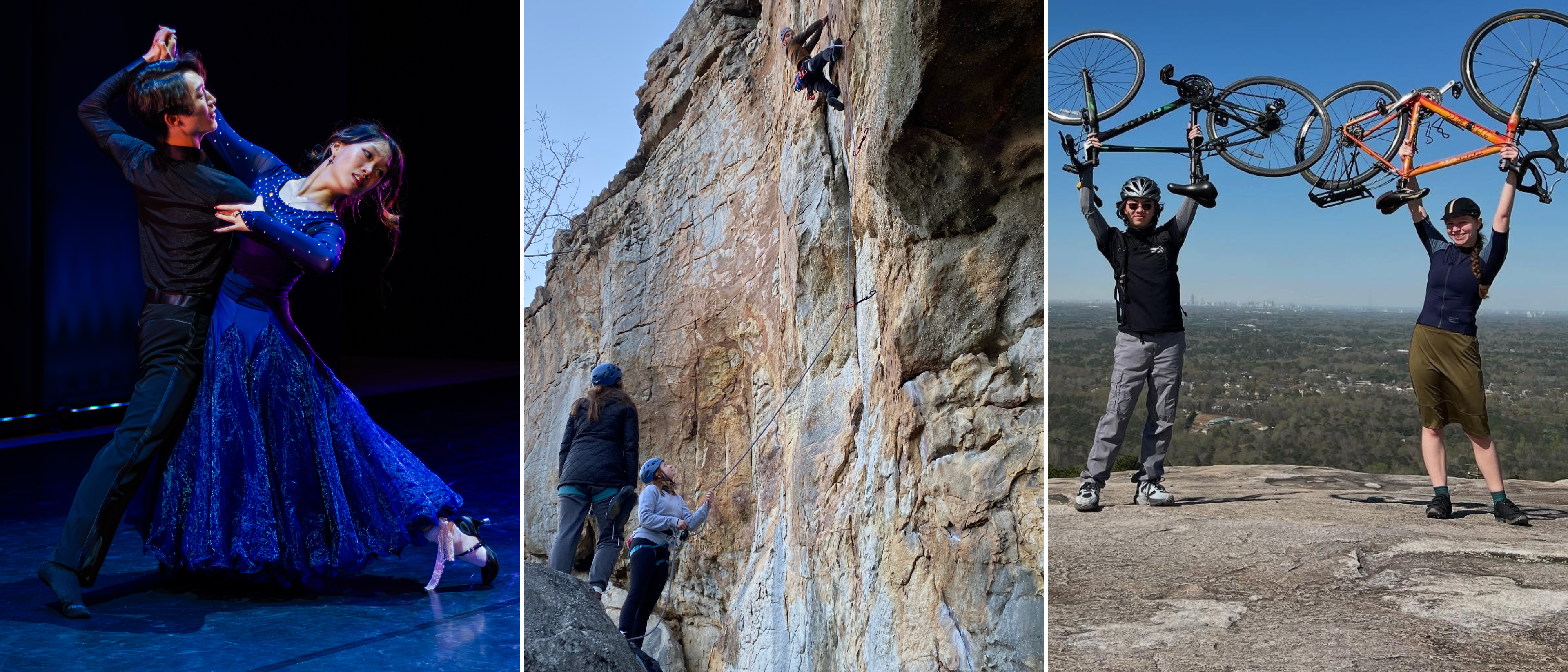 Students participate in clubs including ballroom dancing, rock climbing and biking